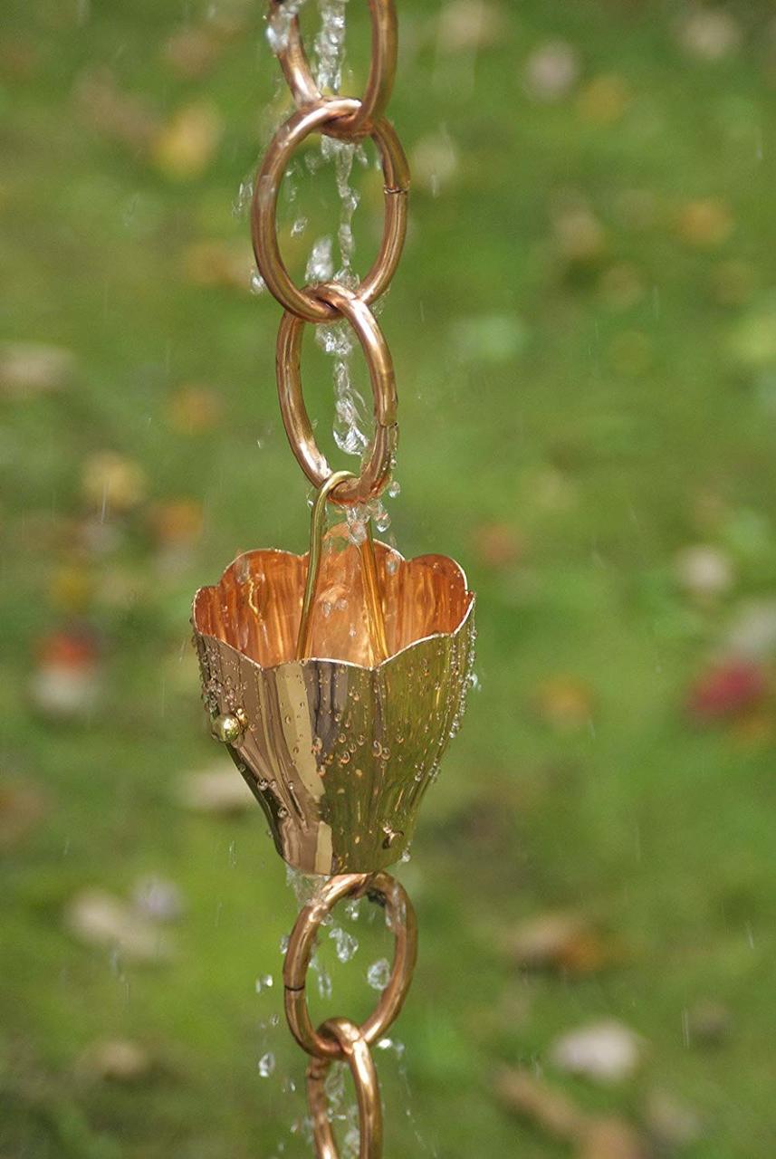 6 Cup Crocus Pure Copper 8.5 ft. Rain Chain