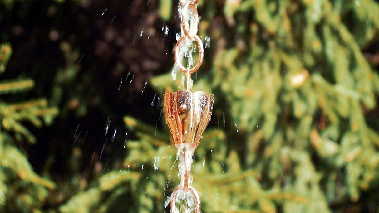 6 Cup Crocus Pure Copper 8.5 ft. Rain Chain
