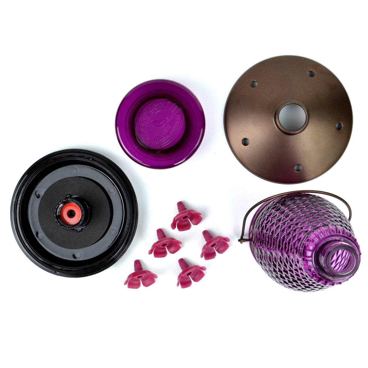 The Perky-Pet Diamond Wine Top-Fill Glass Hummingbird Feeder