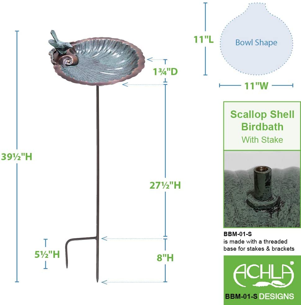 Achla Designs Scallop Shell Birdbath with Stand