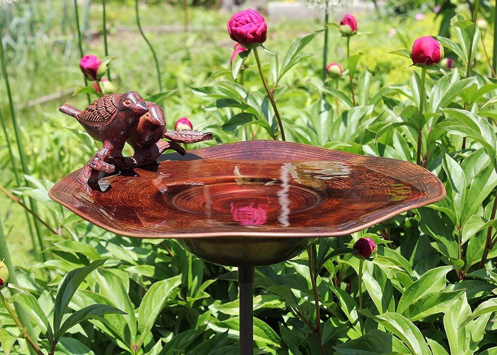 Antique Brass Bird Bath Basin with Stake