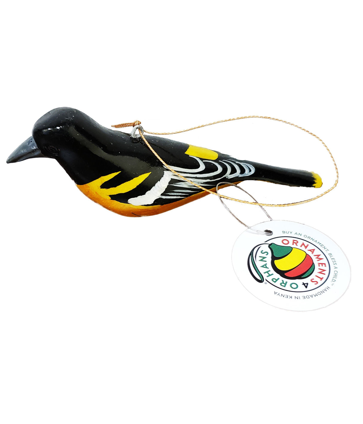 Wood Bird Ornament: North American: Baltimore Oriole