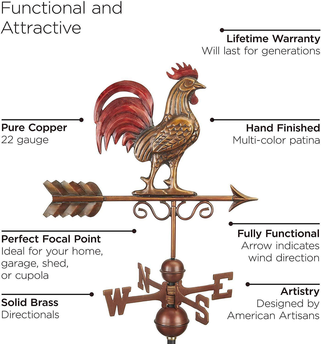Bantam Red Rooster Weathervane