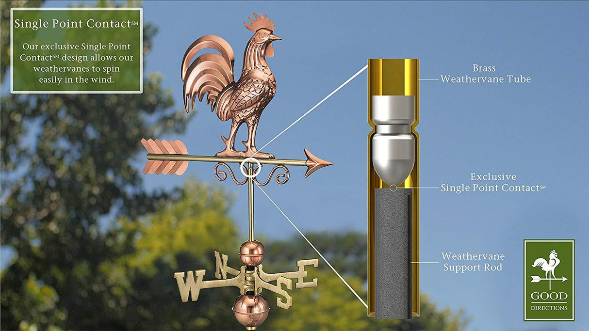Bantam Rooster Weathervane, Pure Copper