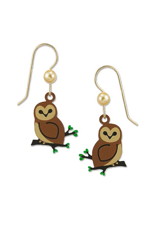 Barn Owl on Branch Earrings