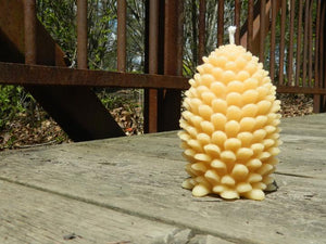 Beeswax Large Pinecone Candle, Made in Canada
