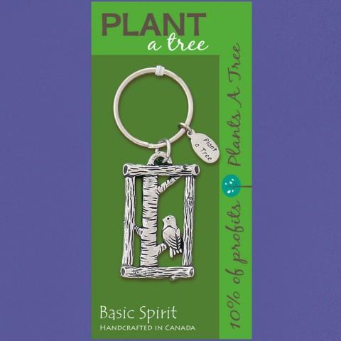 Bird on Limb Plant A Tree Contribution Key Chain