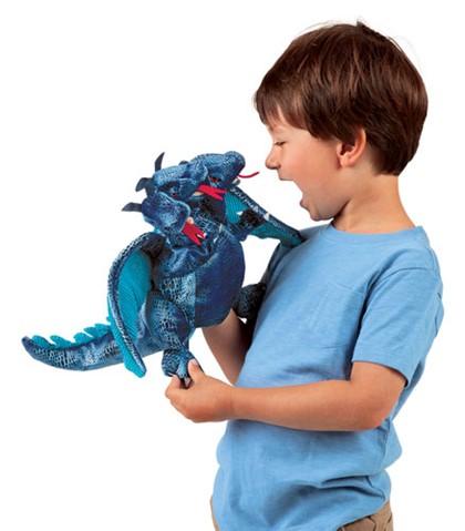 Blue 3-Headed Dragon Puppet