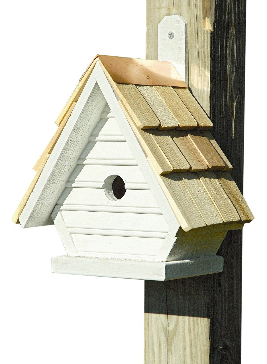 Chick Decorative Bird House, Whitewashed