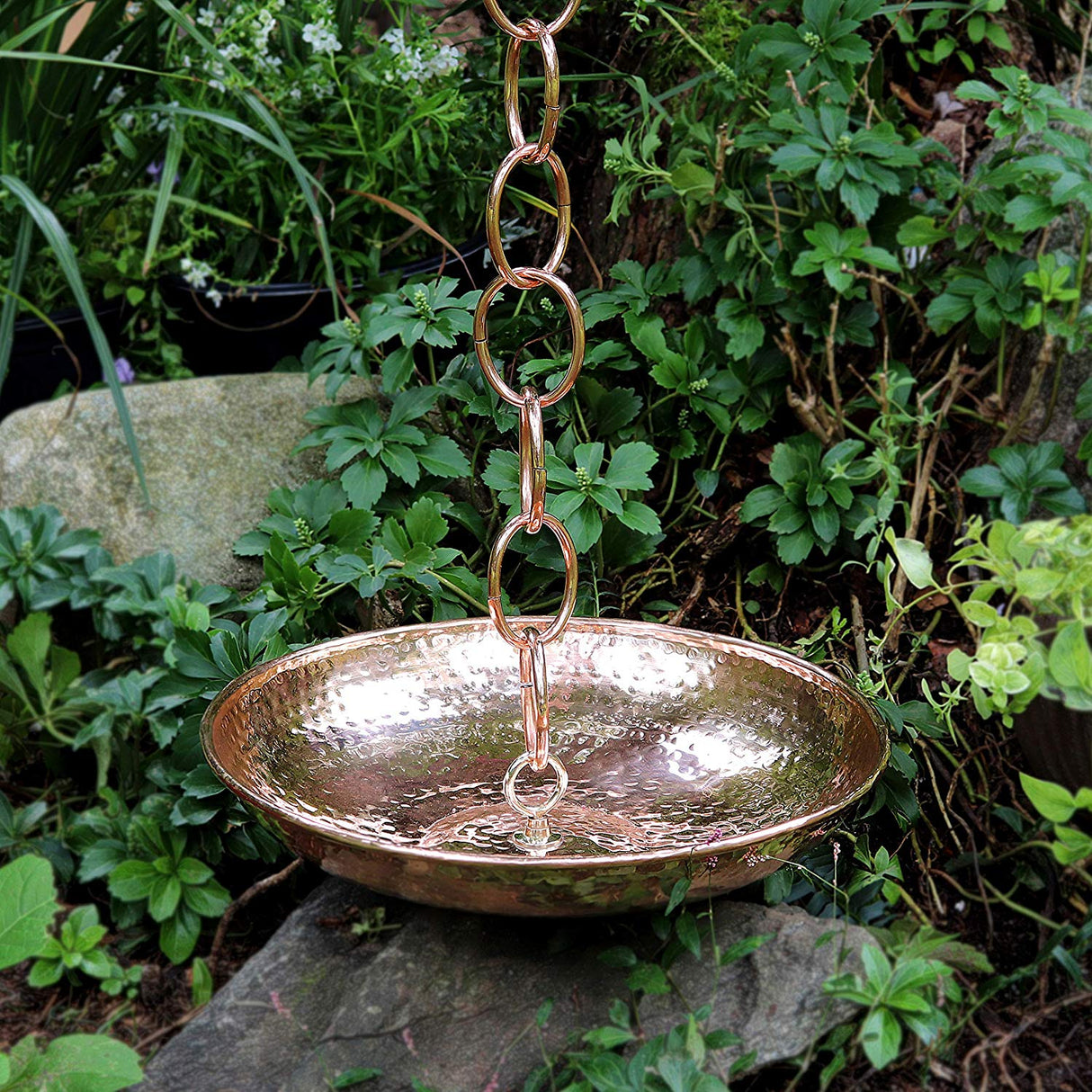 Copper Rain Chain Basin, Polished Finish