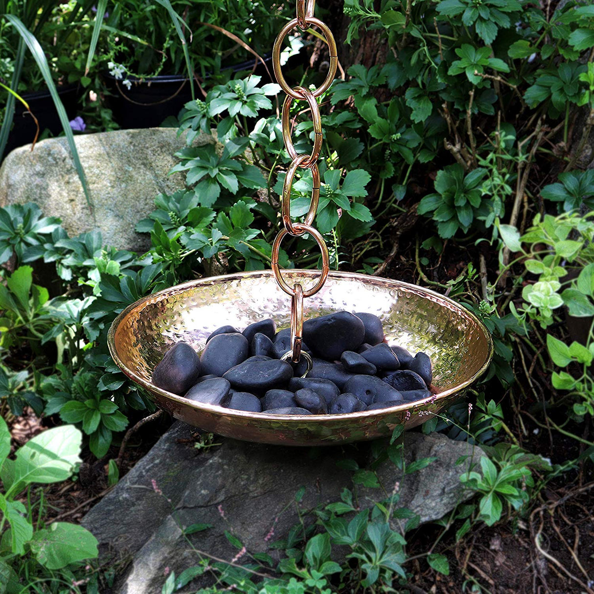Copper Rain Chain Basin, Polished Finish