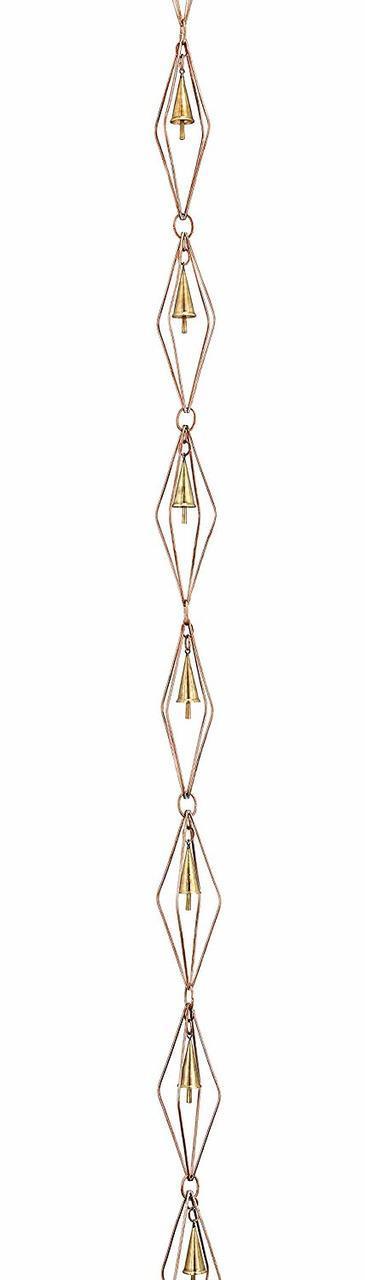 Diamond Pure Copper 8.5 ft Rain Chain with Bells