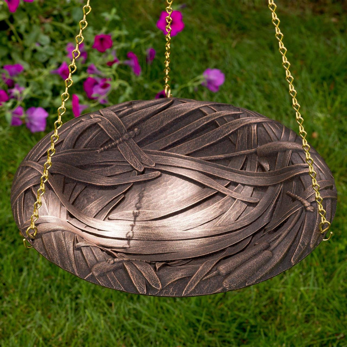 Dragonfly Hanging Birdbath, Oil Rub Bronze