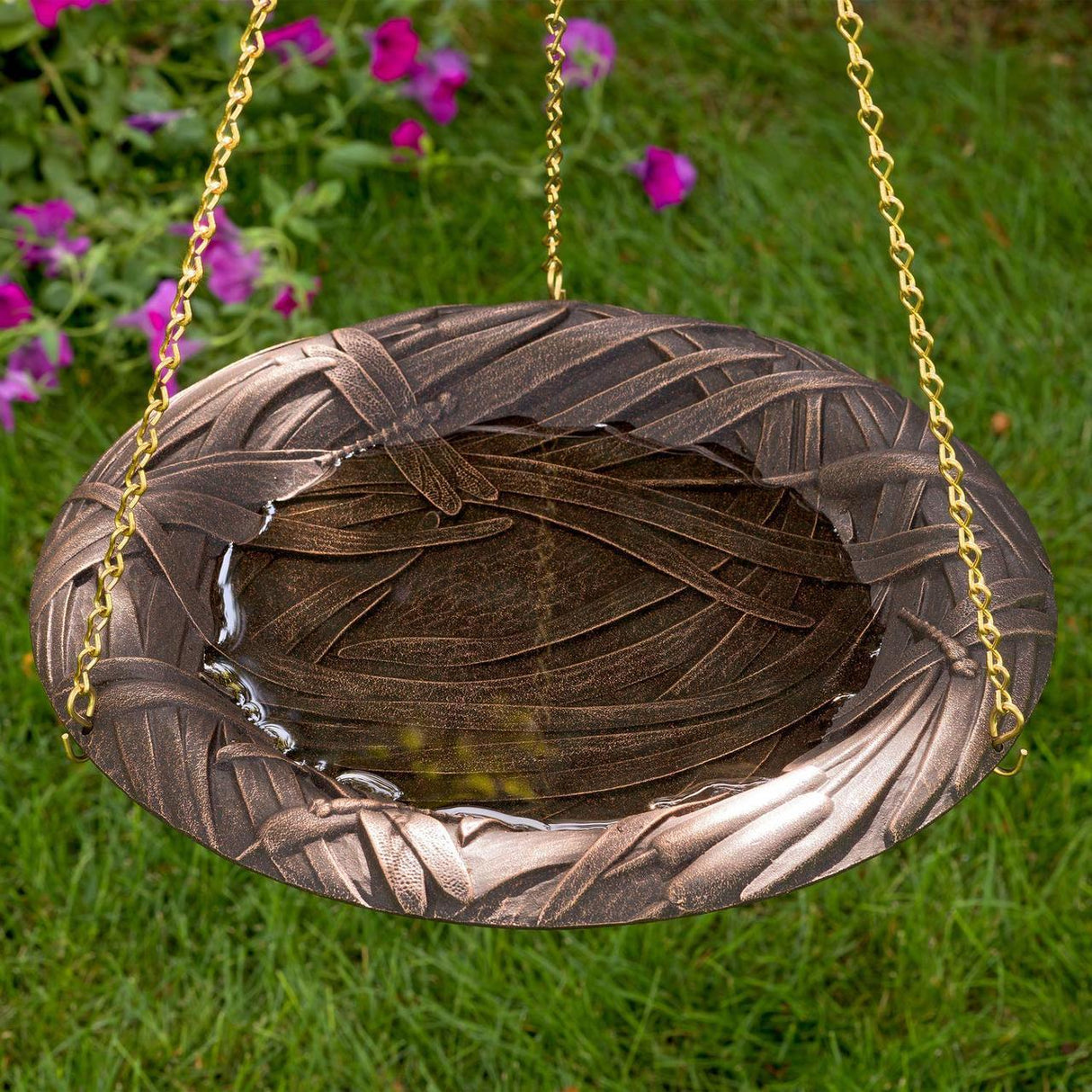 Dragonfly Hanging Birdbath, Oil Rub Bronze