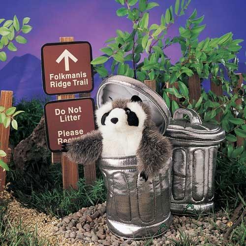 Raccoon in Garbage Can Hand Puppet