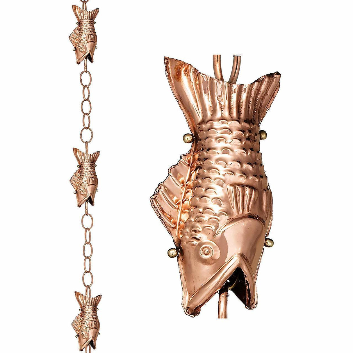 Fish Pure Copper 8.5 ft. Rain Chain