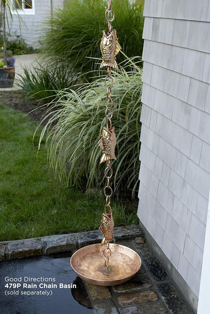 Fish Pure Copper 8.5 ft. Rain Chain