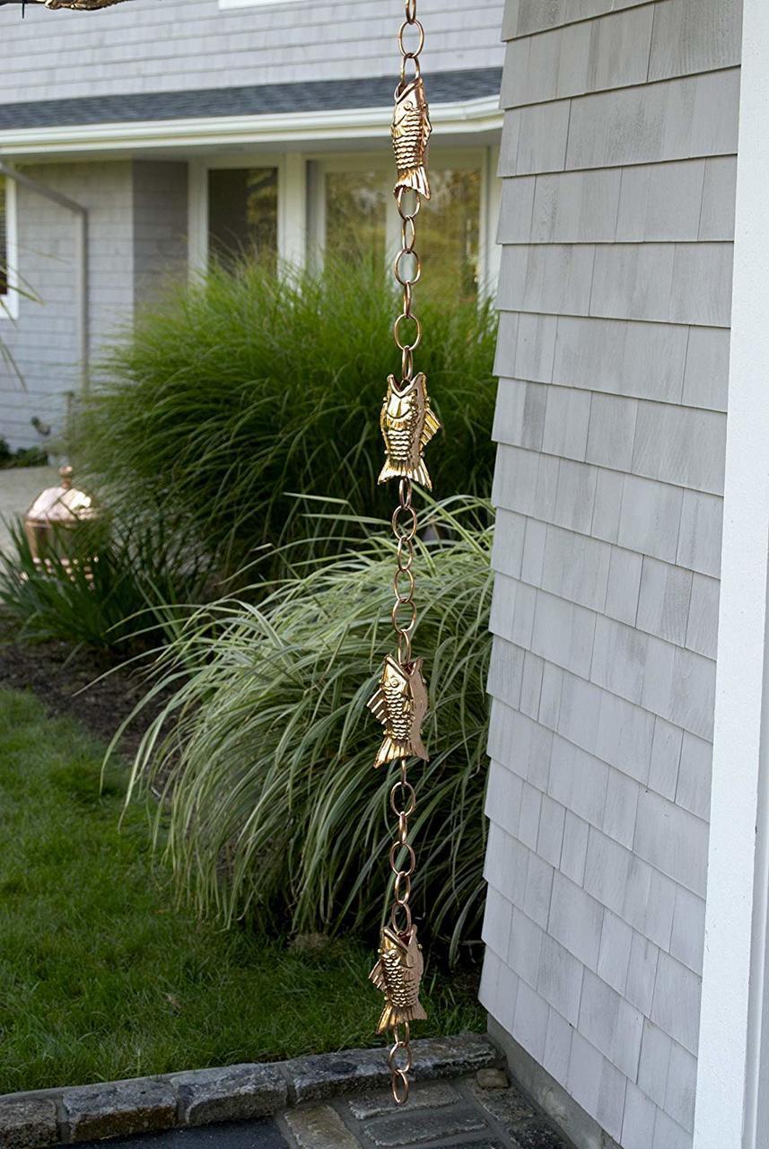 Fish Pure Copper 8.5 ft. Rain Chain