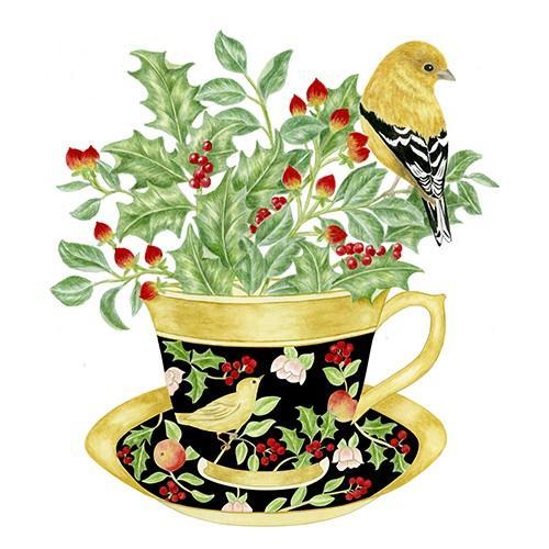 Flour Sack Towel Set of 2, Gold Teacup