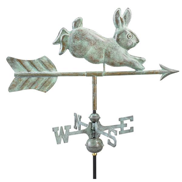 Cottage-Size Rabbit Weathervane, Blue Verde Finish