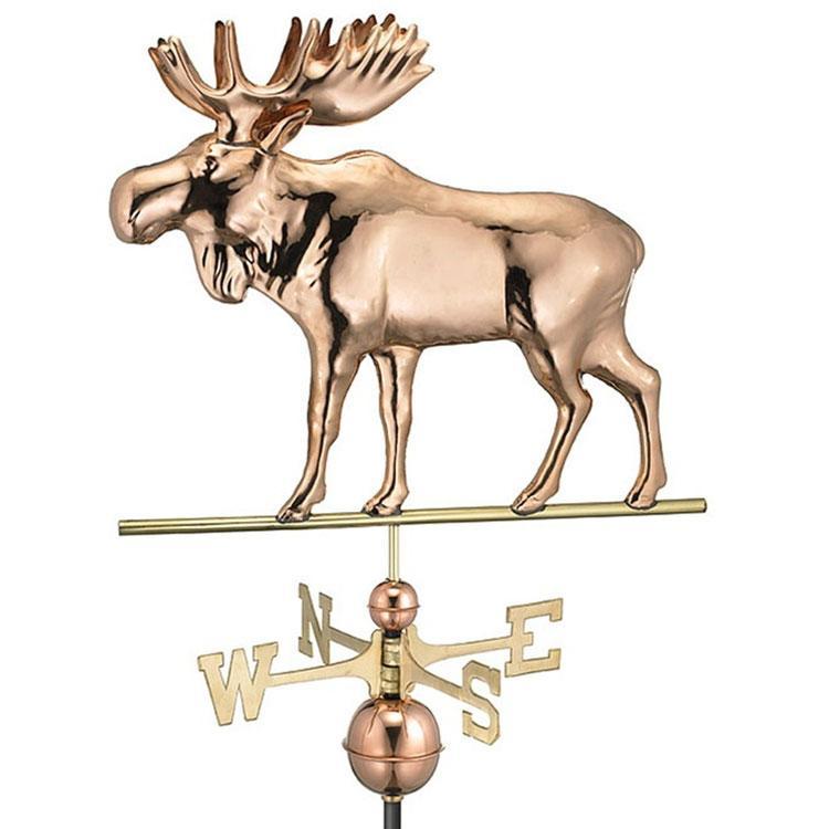 Full-Size Moose Weathervane, Polished Copper