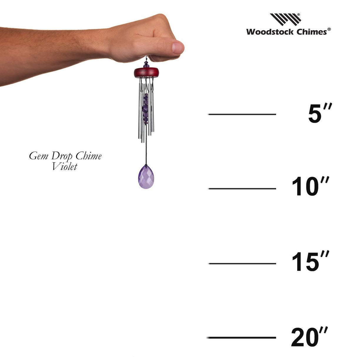 Gem Drop Windchime, Violet, 10-Inch