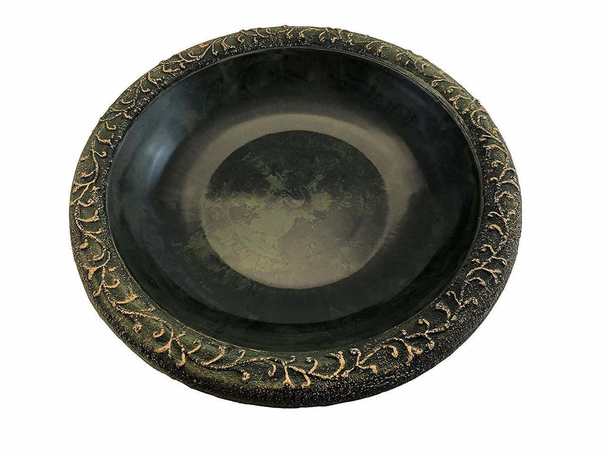 Gloss Bird Bath Bowl with Matte Rim, Green