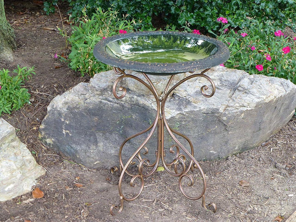 Gloss Bird Bath Bowl with Matte Rim, Green