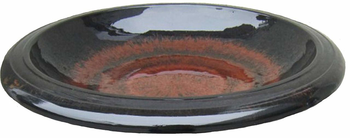 Gloss Bird Bath Bowl with Rim, Antique Brown