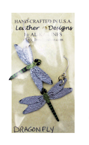 Hand-Crafted Leather Dragonfly Earrings