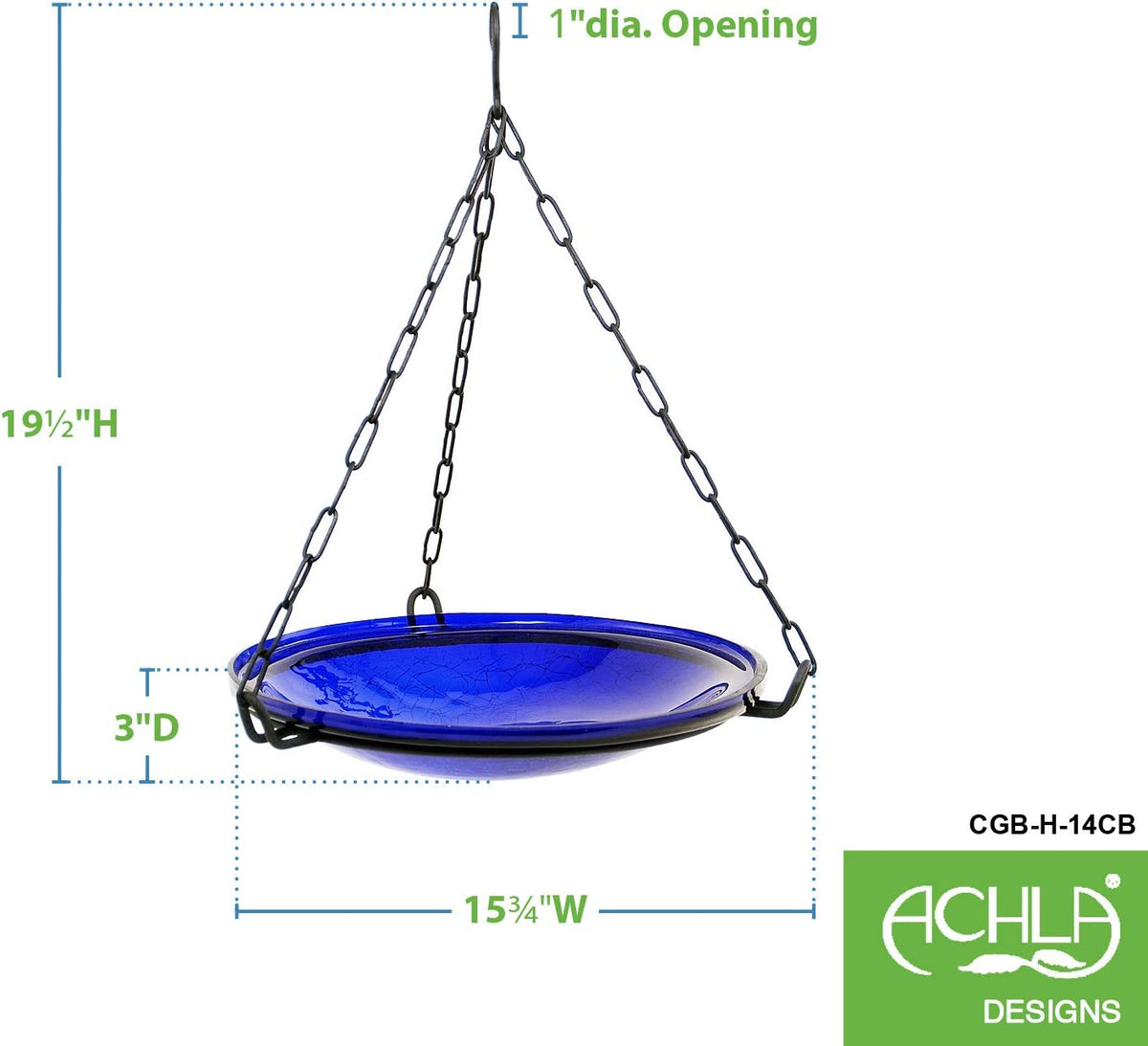 Hanging Cobalt Blue Crackle Bowl (Store Pickup Only)