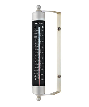 High Contrast Black Indoor-Outdoor 7-Inch Thermometer (Satin Nickel)