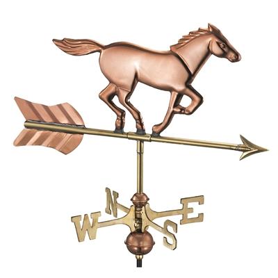 Horse Cottage Weathervane, Polished Copper