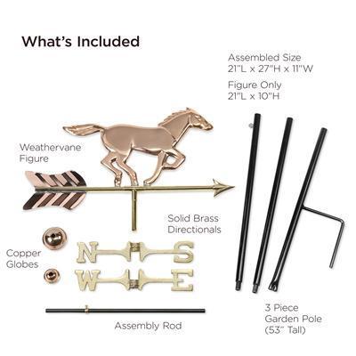 Horse Cottage Weathervane, Polished Copper