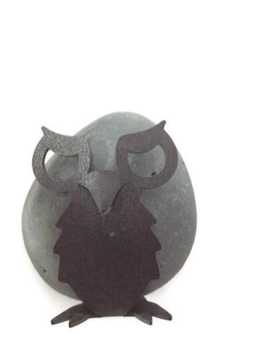 Mini Owl Sculpture, Iron & Stone (Store Pickup Only)