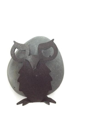 Mini Owl Sculpture, Iron & Stone (Store Pickup Only)