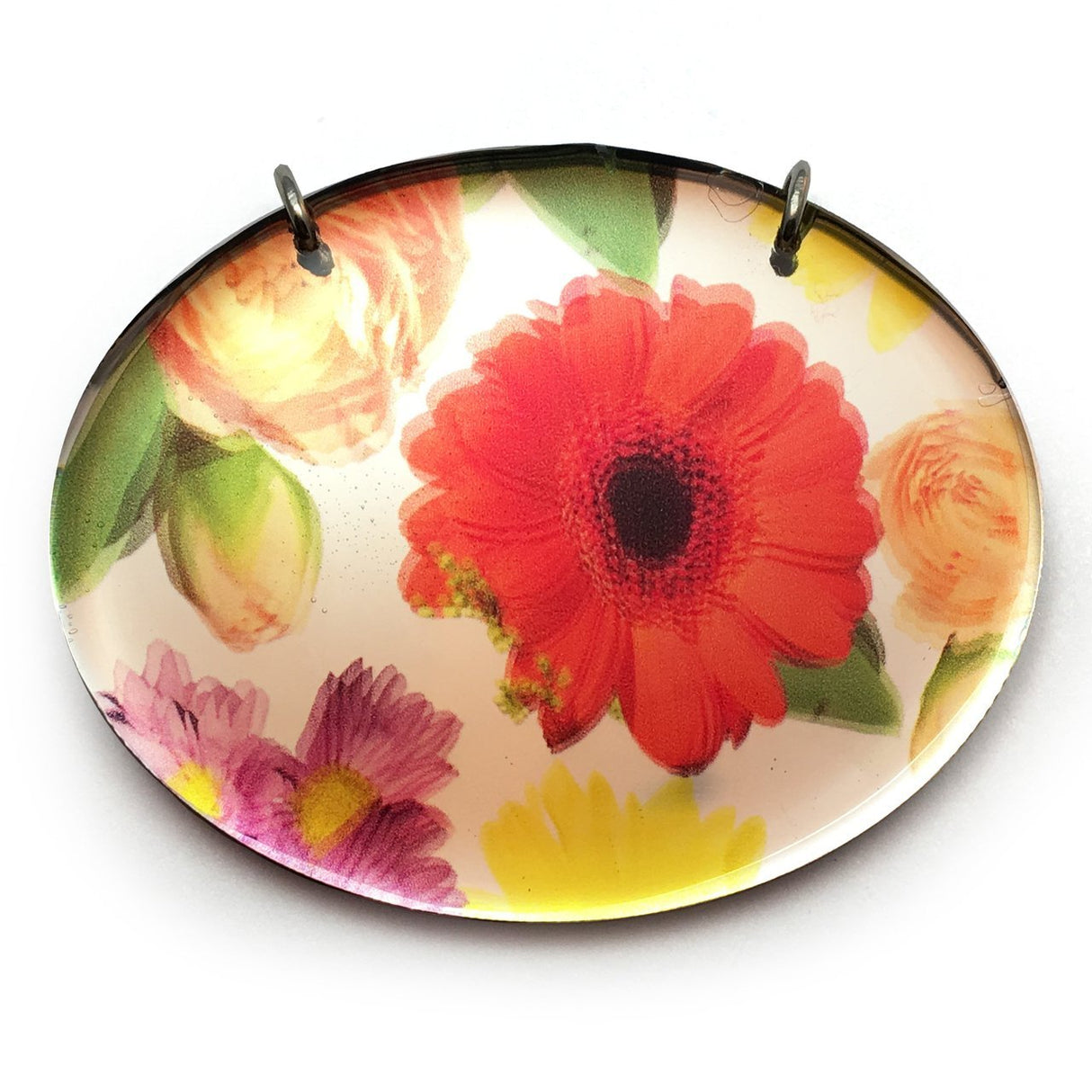 Mirror Oval Wallpaper Pendant With Chain