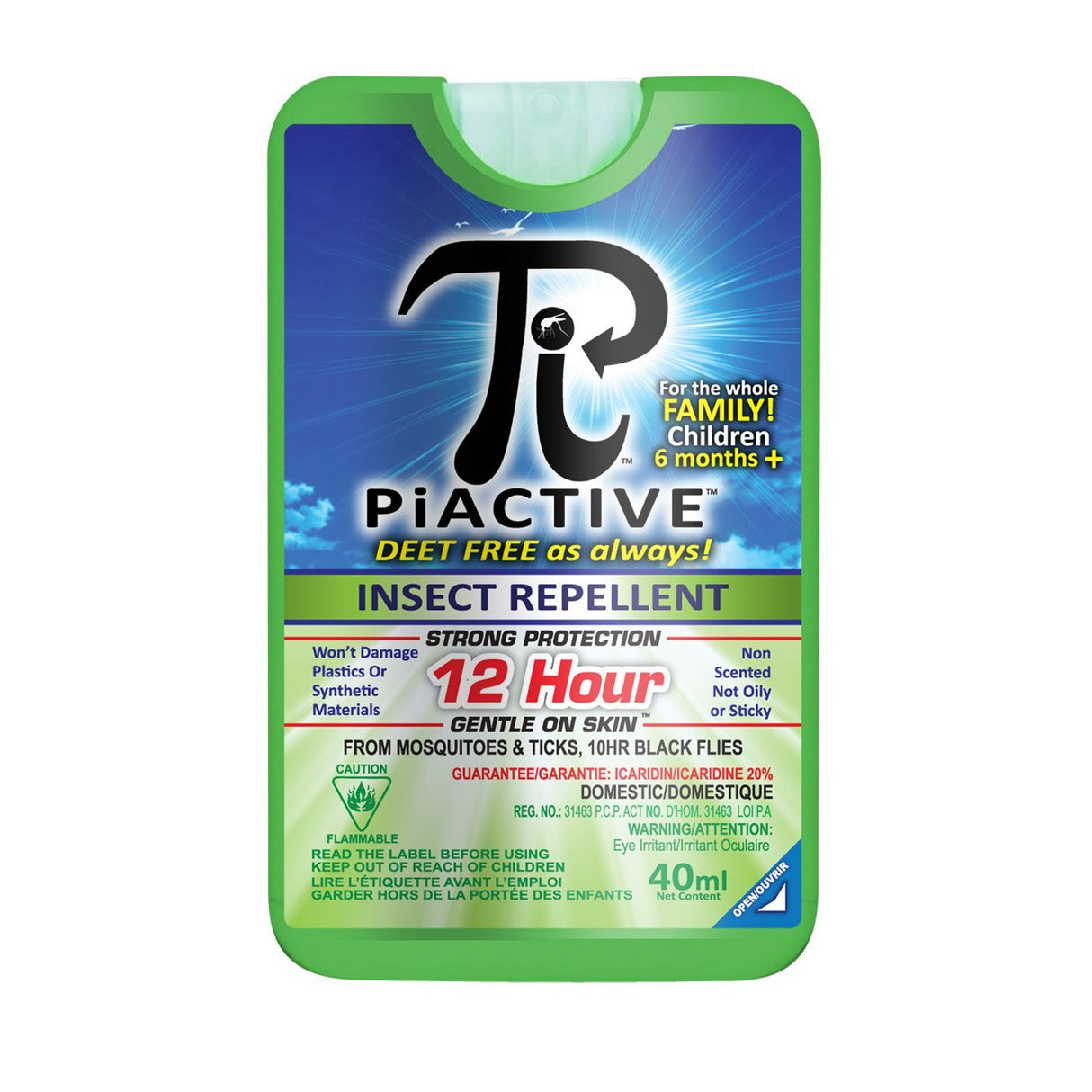 PIACTIVE Deet Free 40mL Wallet Size Pump Spray