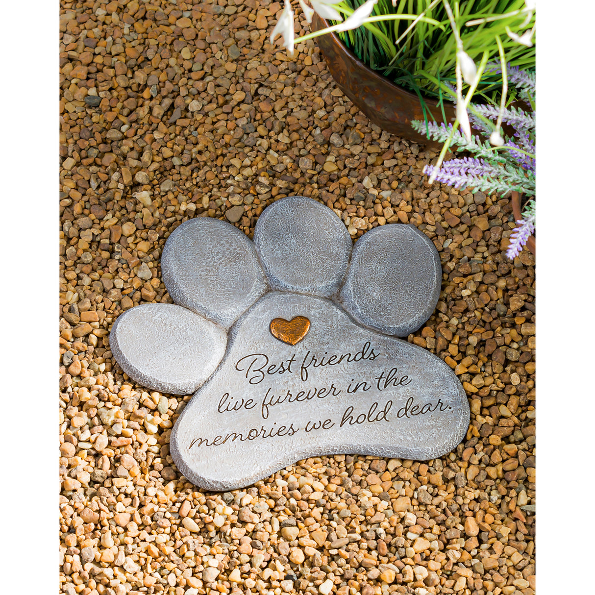 Paw Shaped Pet Memorial Garden Stone, 11 Inch