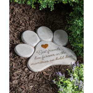 Paw Shaped Pet Memorial Garden Stone, 11 Inch