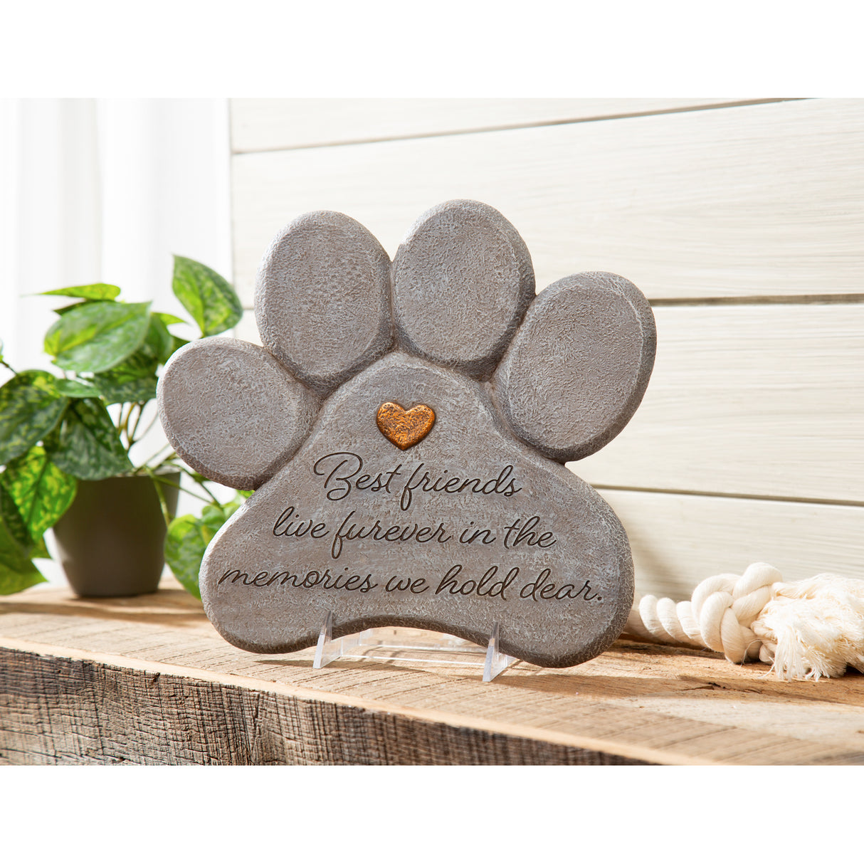 Paw Shaped Pet Memorial Garden Stone, 11 Inch