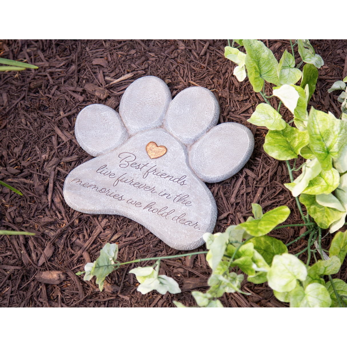 Paw Shaped Pet Memorial Garden Stone, 11 Inch