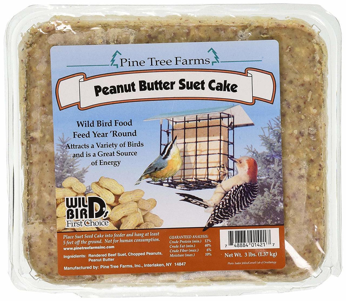 Peanut Butter Wild Bird Suet Cake, 3-Pound