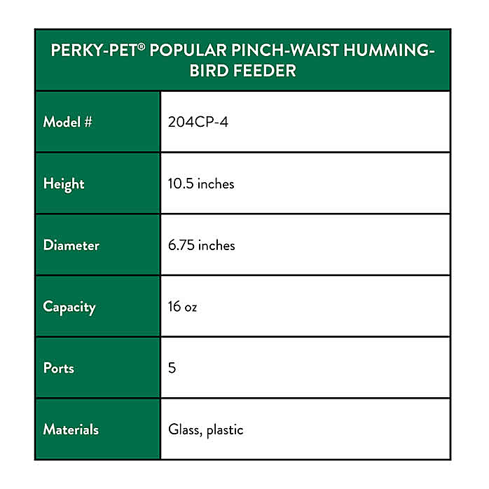 Perky-Pet Favored Pinch-Waist Hummingbird Feeder
