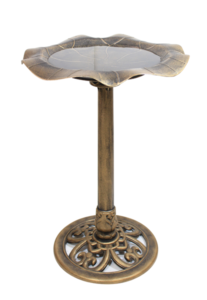 Polyresin Birdbath, Antique Gold