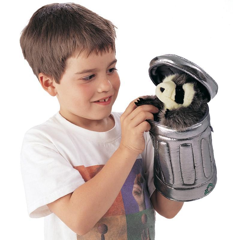 Raccoon in Garbage Can Hand Puppet