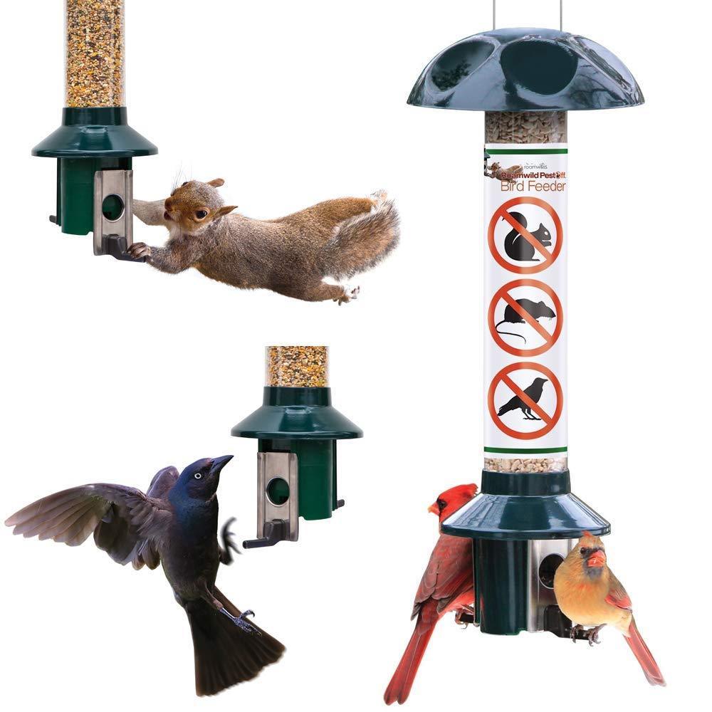 Roamwild PestOff Mixed Seed Squirrel Proof Bird Feeder, Green