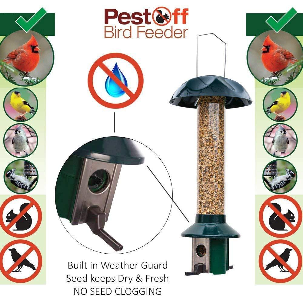 Roamwild PestOff Mixed Seed Squirrel Proof Bird Feeder, Green