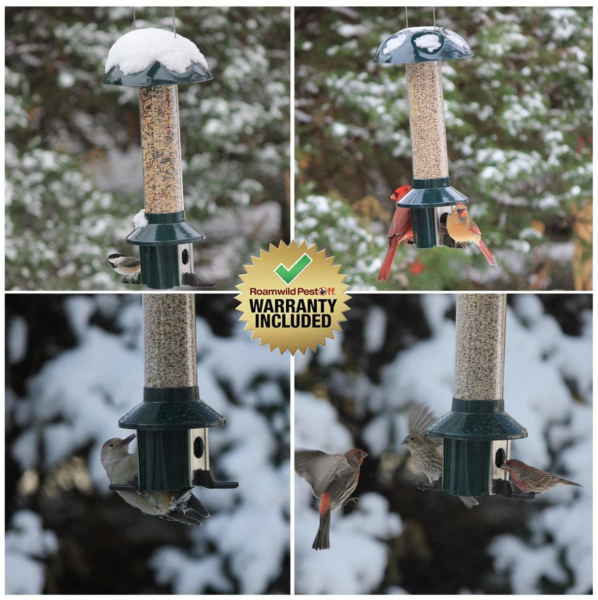 Roamwild PestOff Mixed Seed Squirrel Proof Bird Feeder, Green
