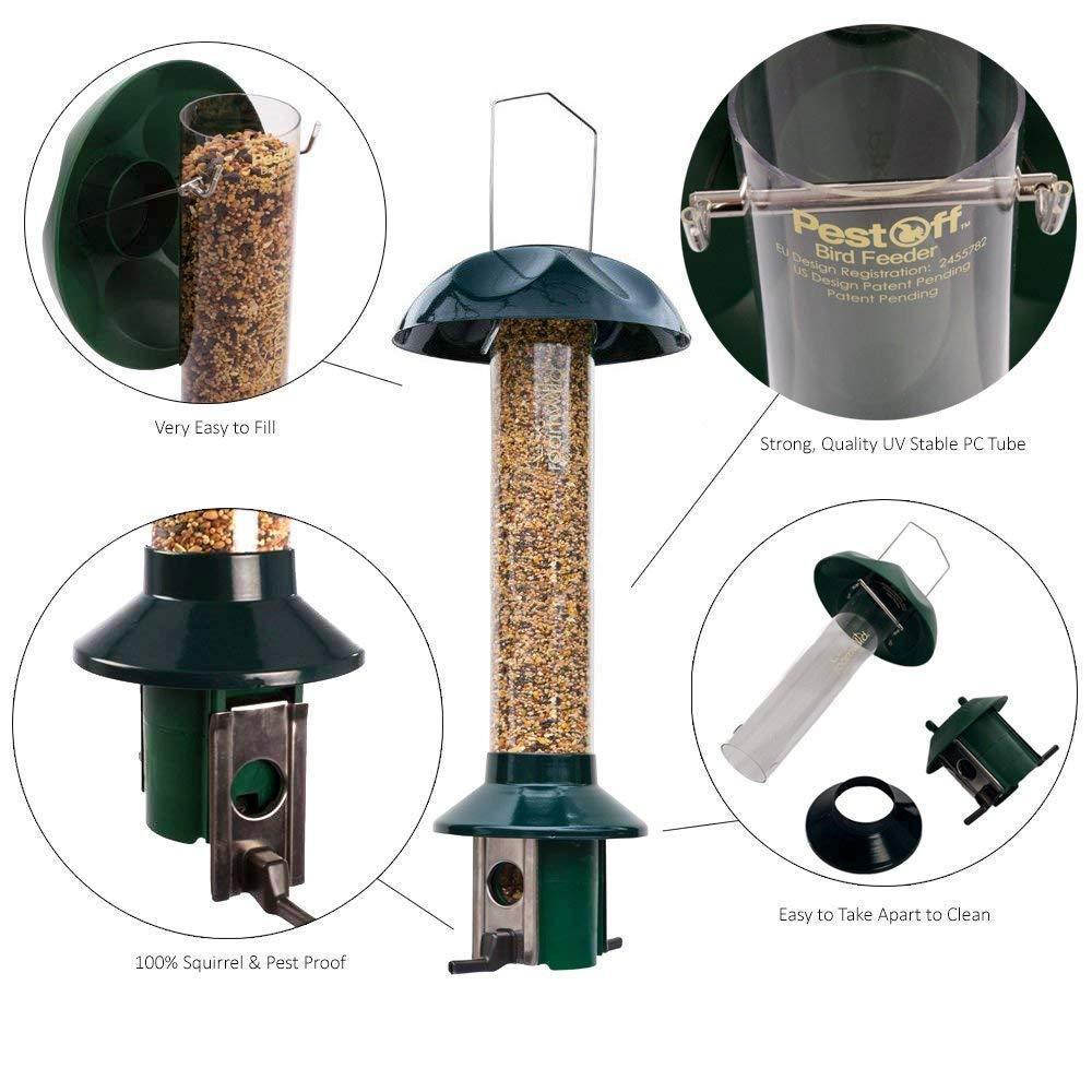 Roamwild PestOff Mixed Seed Squirrel Proof Bird Feeder, Green
